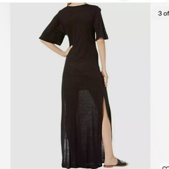 Amuse Society Womens Black V-Neck Padma Short Sleeve Maxi Knit Dress Size XS - Picture 7 of 12